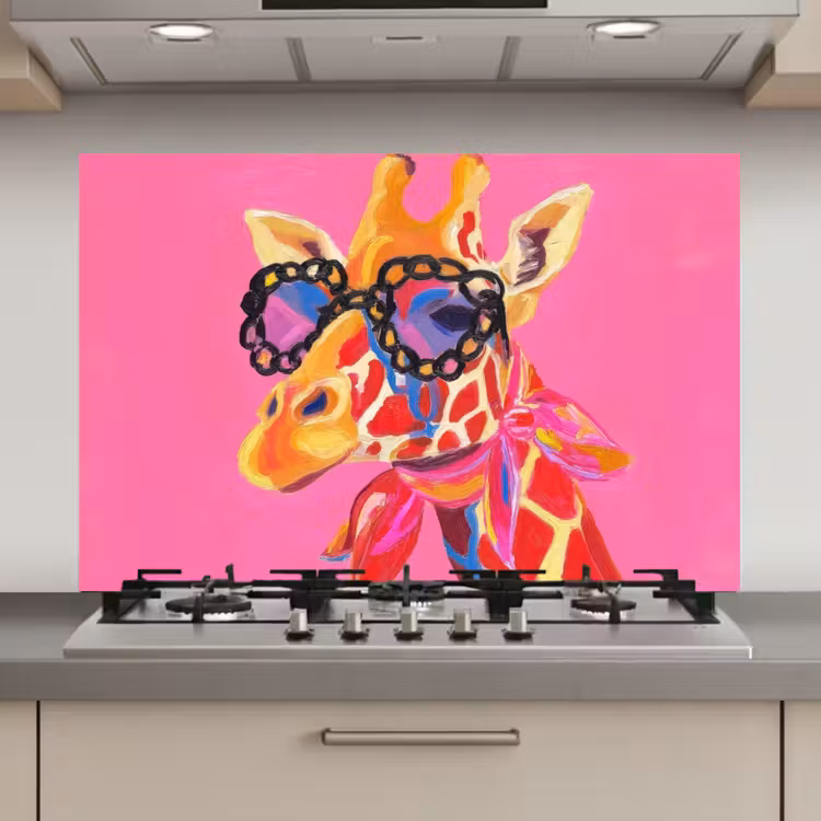 Giraf - Roze - Bril - Sjaal keuken achterwand spatscherm klein -3d_website