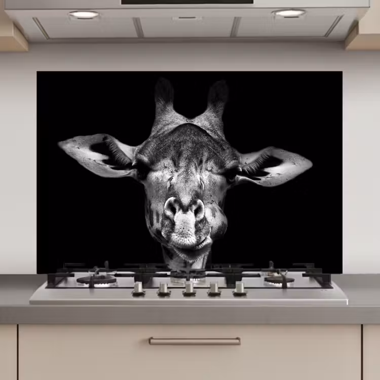 Giraffe - Portret - Dieren - Zwart - Wit keuken achterwand spatscherm klein -3d_website