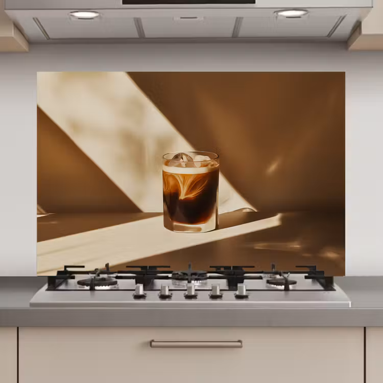 Glas - Ijskoffie - Schaduw - Bruin keuken achterwand spatscherm klein -3d_website