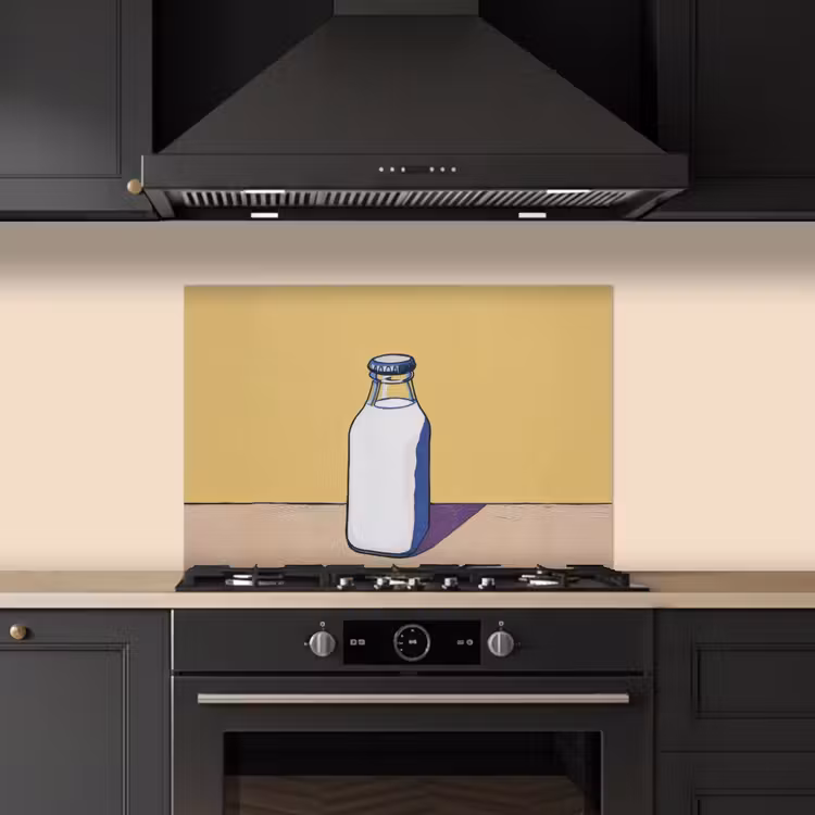 Glazen - Fles - Illustratie - Melk keuken achterwand spatscherm klein -sfeer1