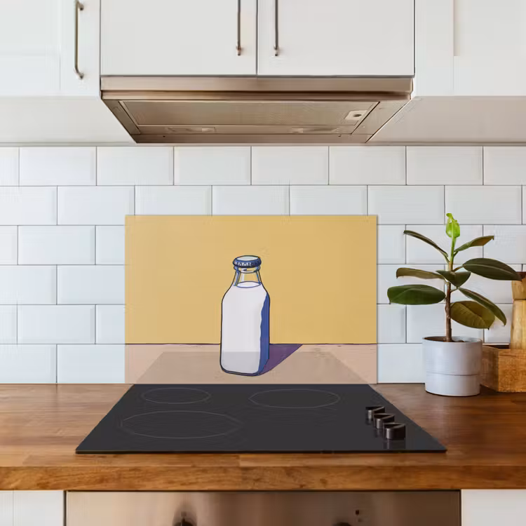 Glazen - Fles - Illustratie - Melk keuken achterwand spatscherm klein -sfeer2