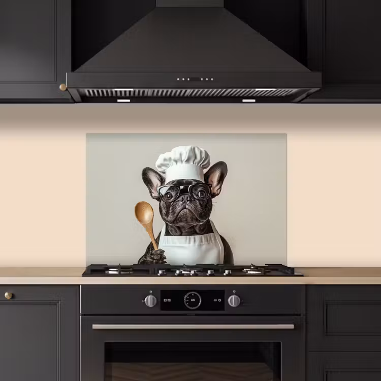 Bril - Hond - Kok keuken achterwand spatscherm klein -sfeer1