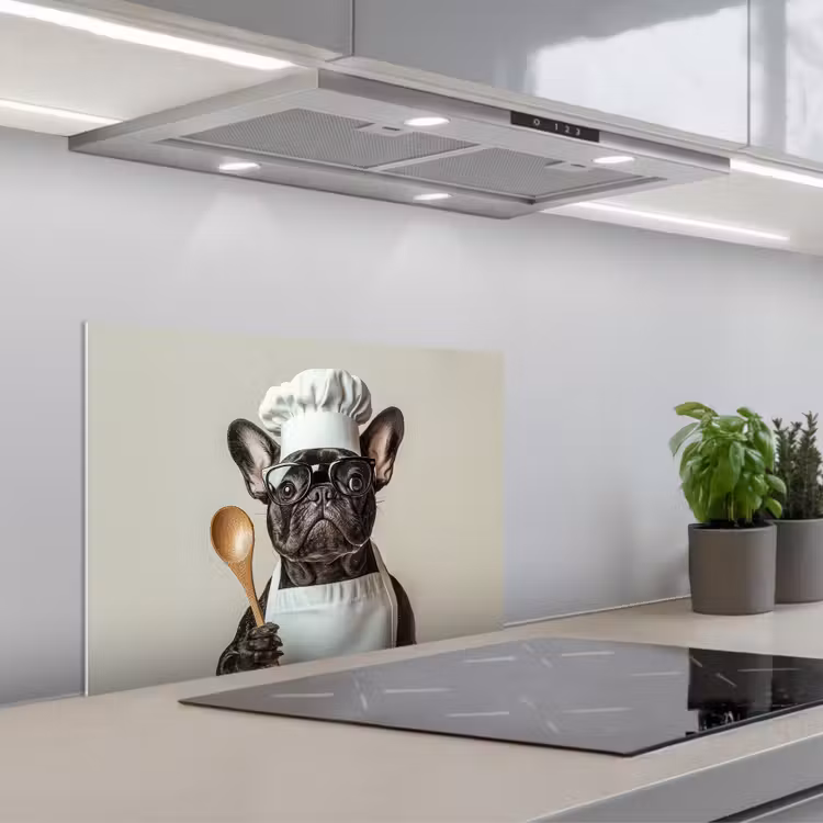 Bril - Hond - Kok keuken achterwand spatscherm klein -3d_schuin