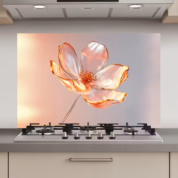 Glazen - Bloem - Roze keuken achterwand spatscherm klein -3d_website