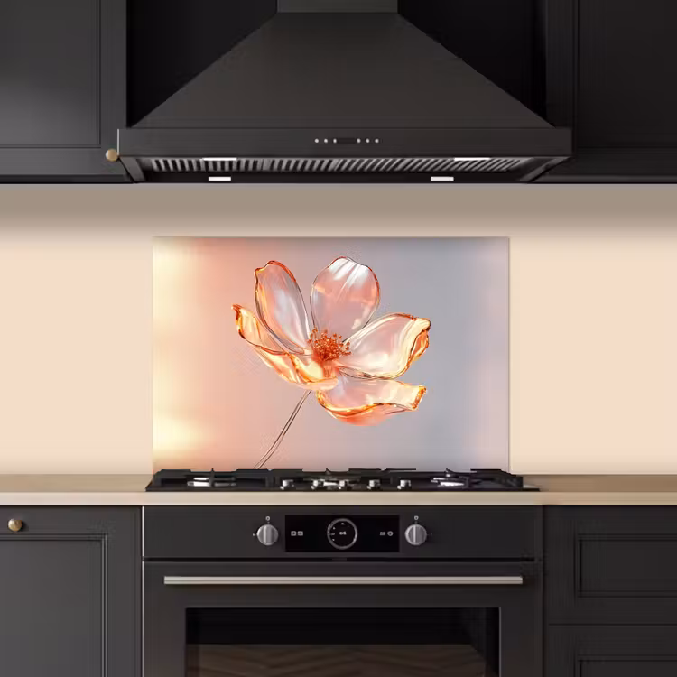Glazen - Bloem - Roze keuken achterwand spatscherm klein -sfeer1