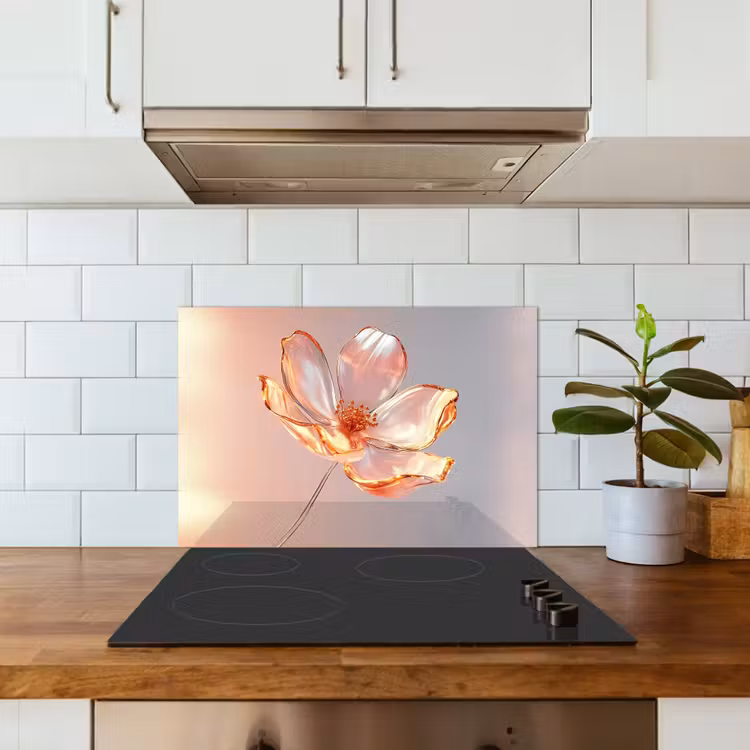 Glazen - Bloem - Roze keuken achterwand spatscherm klein -sfeer2