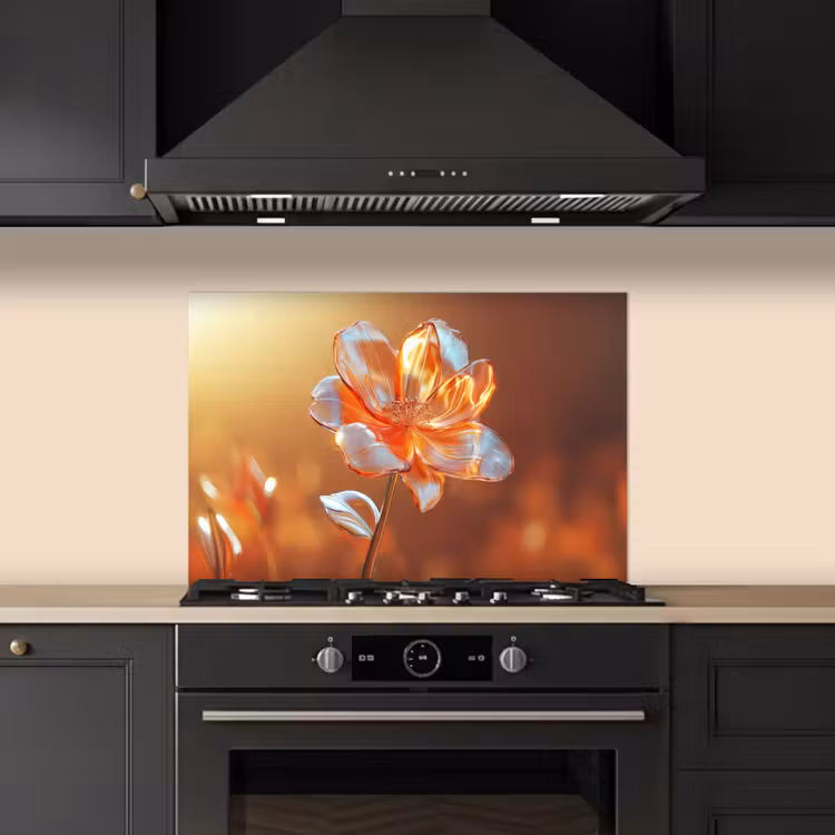 Glazen - Bloem - Zonlicht keuken achterwand spatscherm klein -sfeer1