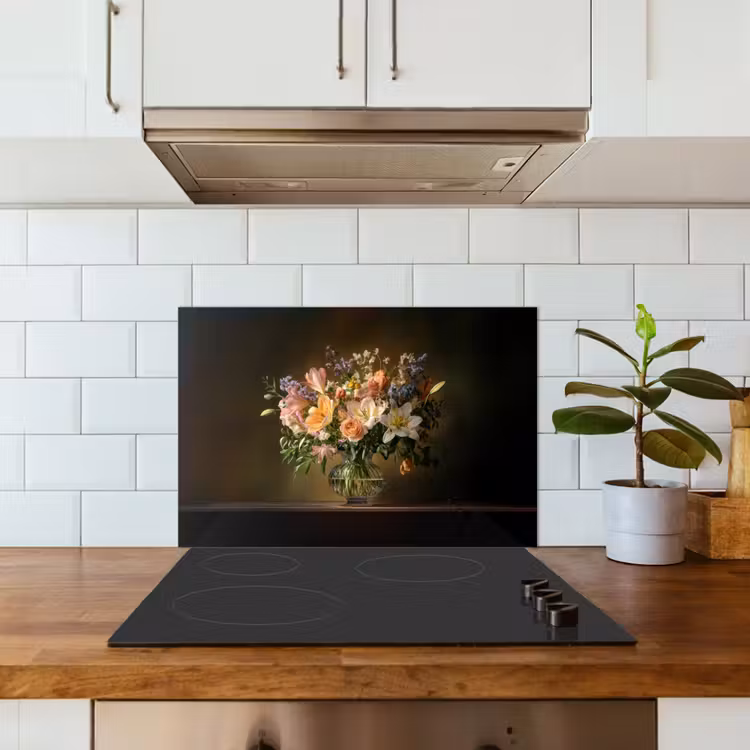 Glazen - Bloemen - Boeket - Kleuren keuken achterwand spatscherm klein -sfeer2