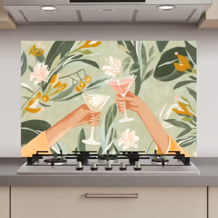 Glazen - Proosten - Bladeren - Groen keuken achterwand spatscherm klein -3d_website
