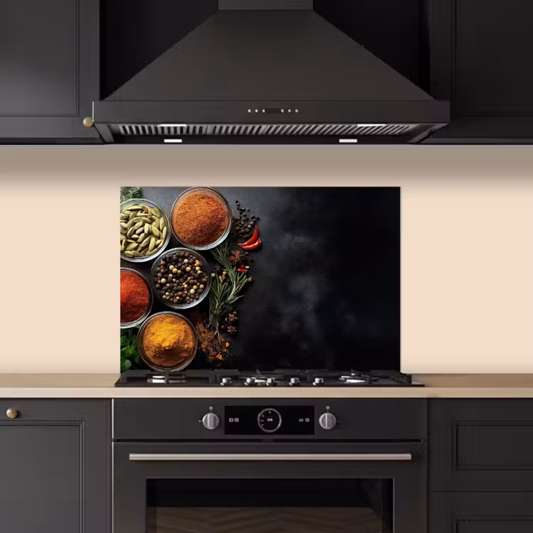 Glazen - Bakjes - Blaadjes - Kruiden keuken achterwand spatscherm klein -sfeer1