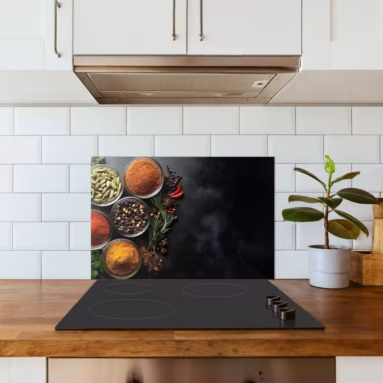 Glazen - Bakjes - Blaadjes - Kruiden keuken achterwand spatscherm klein -sfeer2