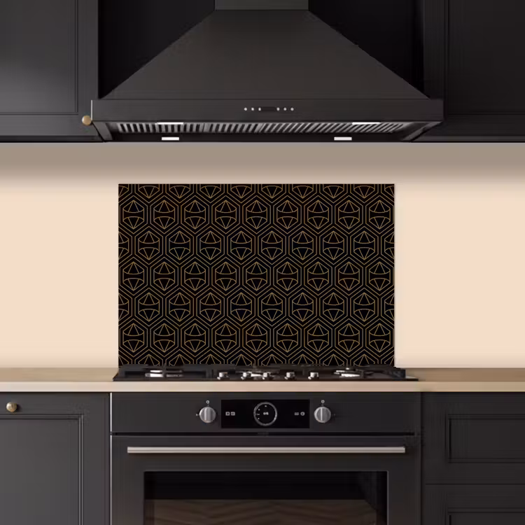 Goud - Zwart - Diamant keuken achterwand spatscherm klein 900 -sfeer1