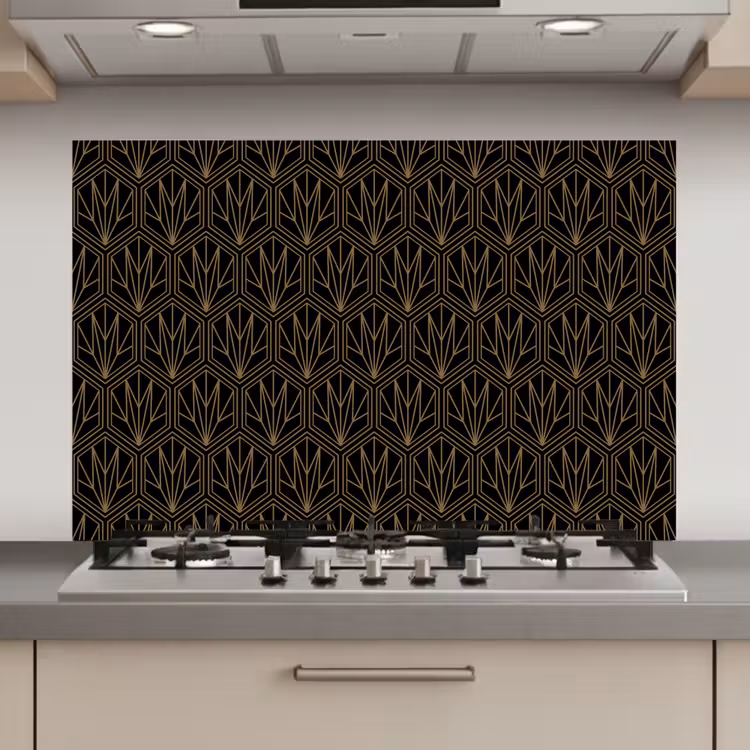Goud - Zwart - Lijnen keuken achterwand spatscherm klein 900 -3d_website