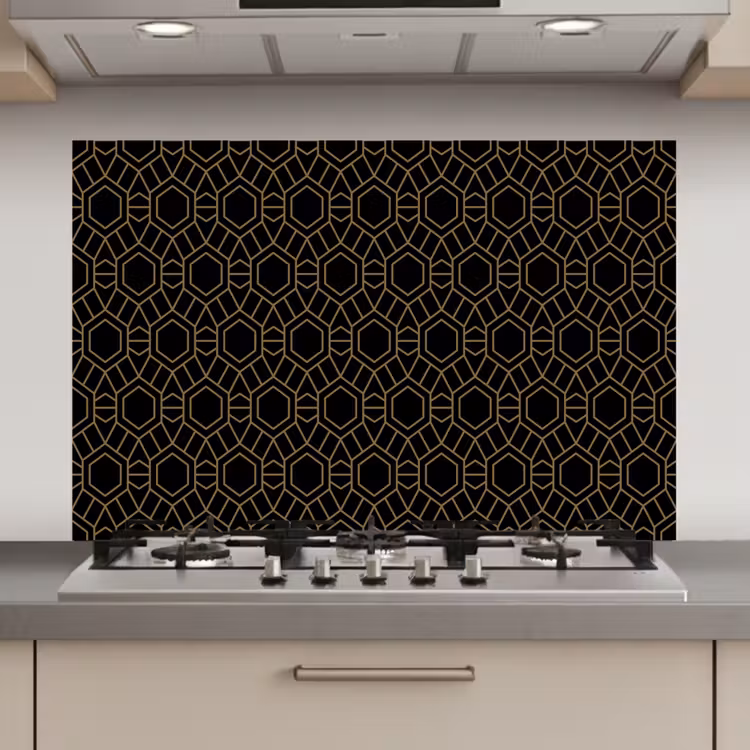 Goud - Zwart - Rozetstructuur keuken achterwand spatscherm klein 900 -3d_website