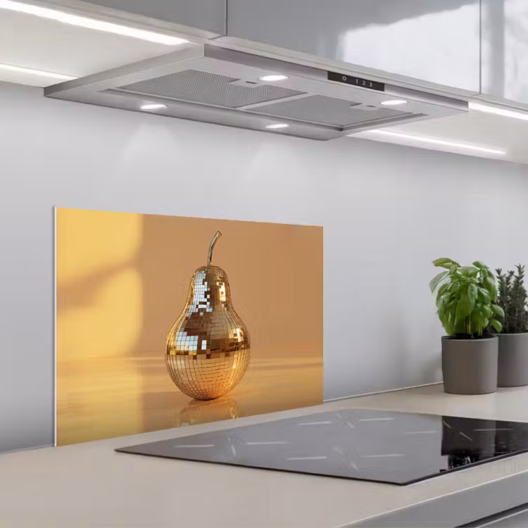 Goud - Disco - Glitter - Peer keuken achterwand spatscherm klein -3d_schuin