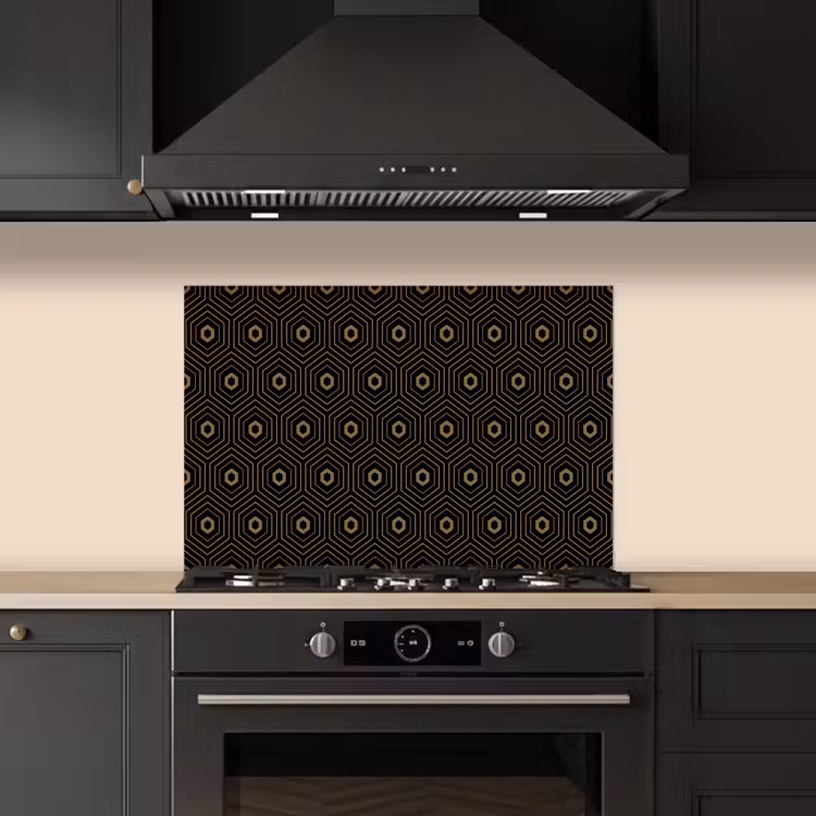 Goud - Illusie - Patroon keuken achterwand spatscherm klein 900 -sfeer1