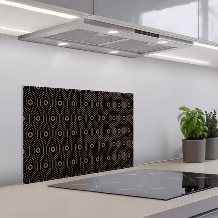 Goud - Illusie - Patroon keuken achterwand spatscherm klein 900 -3d_schuin