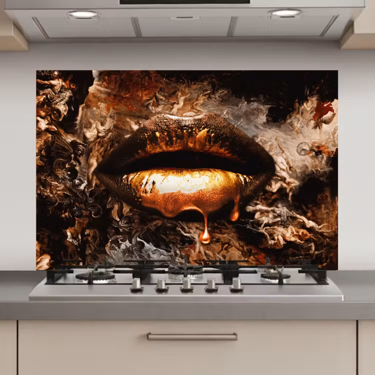 Goud - Lippen - Kunst keuken achterwand spatscherm klein -3d_website