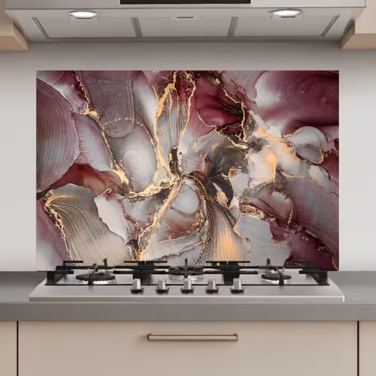 Goud - Marmer - Paars keuken achterwand spatscherm klein -3d_website