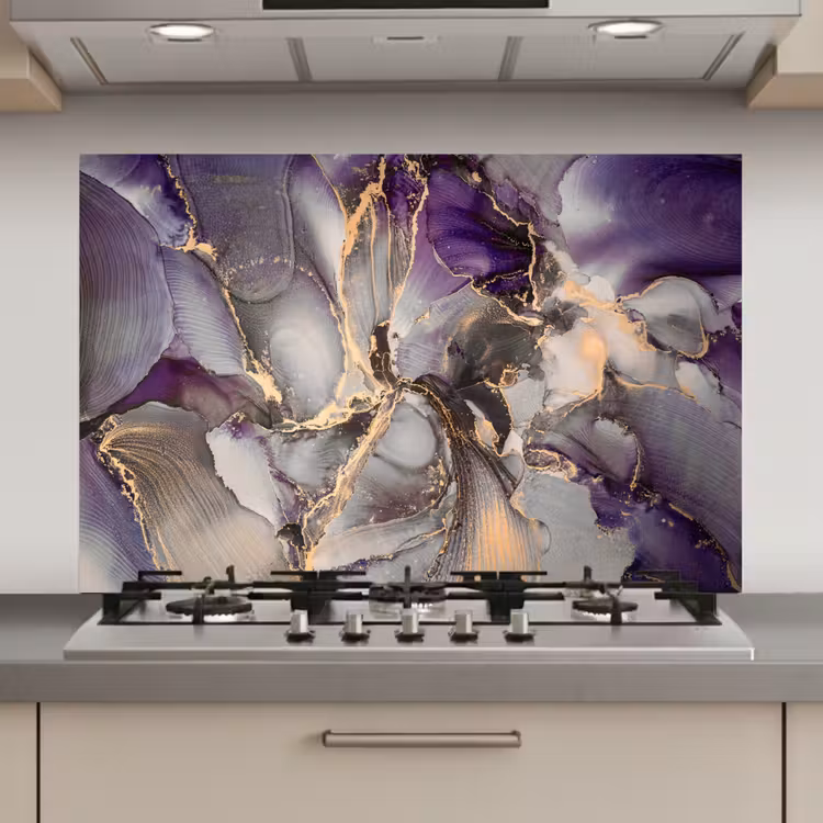 Goud - Paars - Marmer keuken achterwand spatscherm klein -3d_website