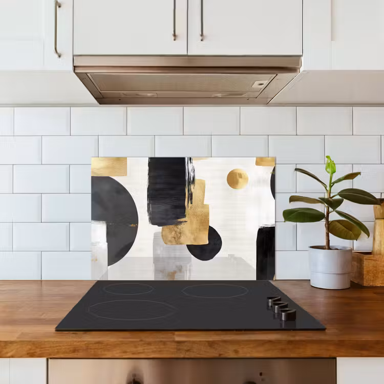 Goud - Rechthoeken - Cirkels - Abstract keuken achterwand spatscherm klein -sfeer2