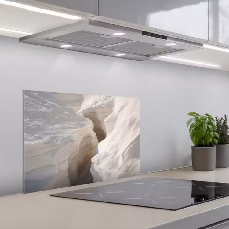 Kloof - Wit - Sneeuw keuken achterwand spatscherm klein -3d_schuin