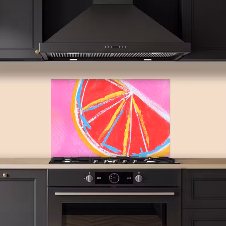 Grapefruit - Geschilderd - Roze - Strepen keuken achterwand spatscherm klein -sfeer1