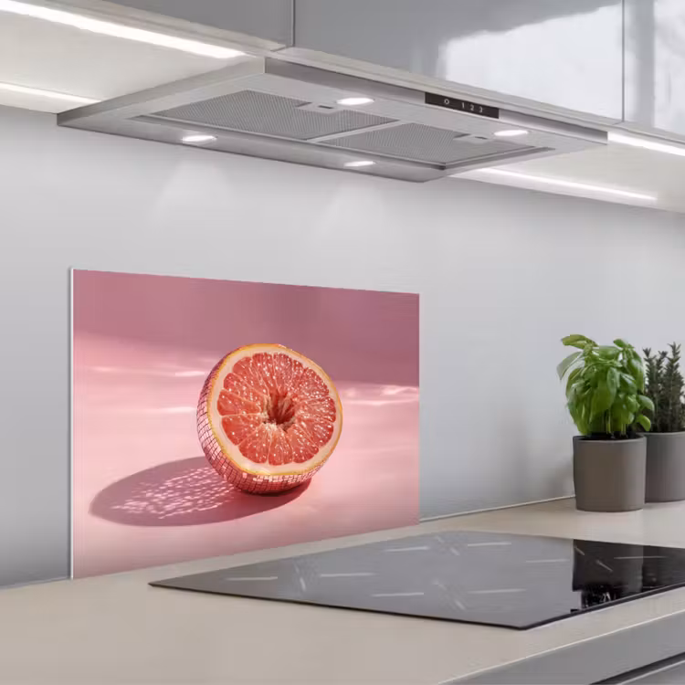 Grapefruit - Roze - Disco - Shiny keuken achterwand spatscherm klein -3d_schuin
