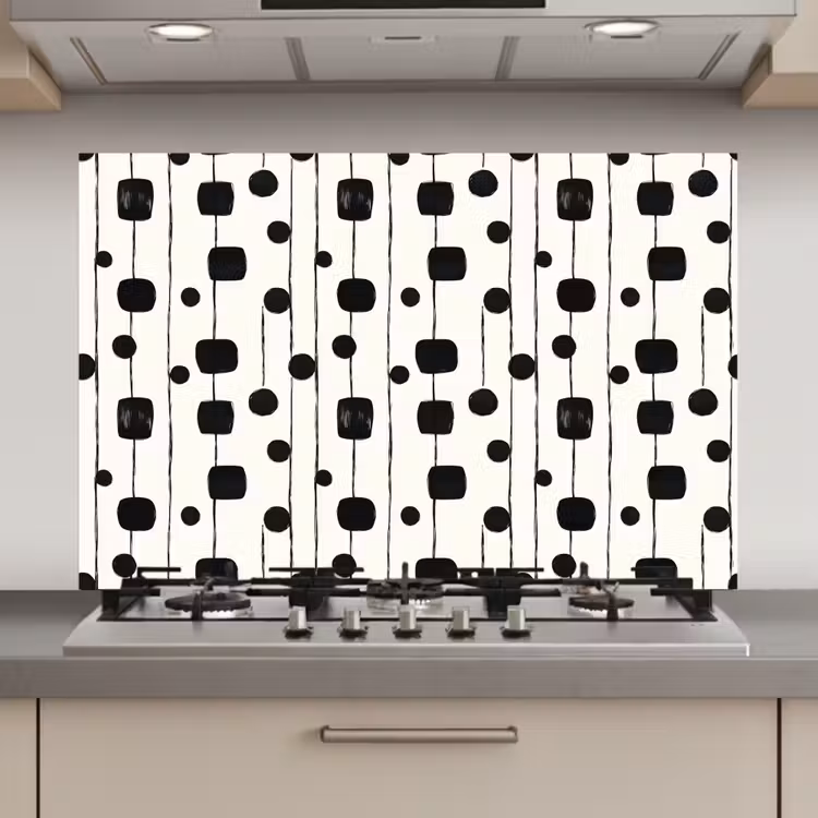 Grafisch - Modern - Zwart keuken achterwand spatscherm klein 900 -3d_website