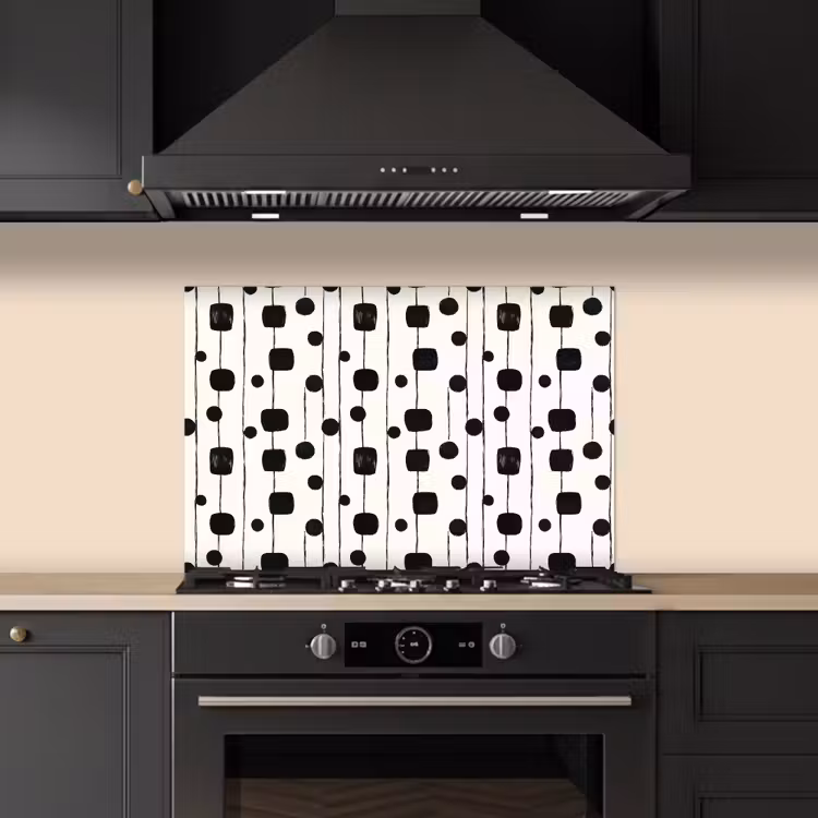Grafisch - Modern - Zwart keuken achterwand spatscherm klein 900 -sfeer1
