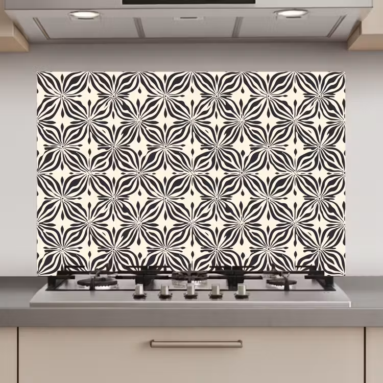 Grafisch - Patroon - Zwart keuken achterwand spatscherm klein 900 -3d_website