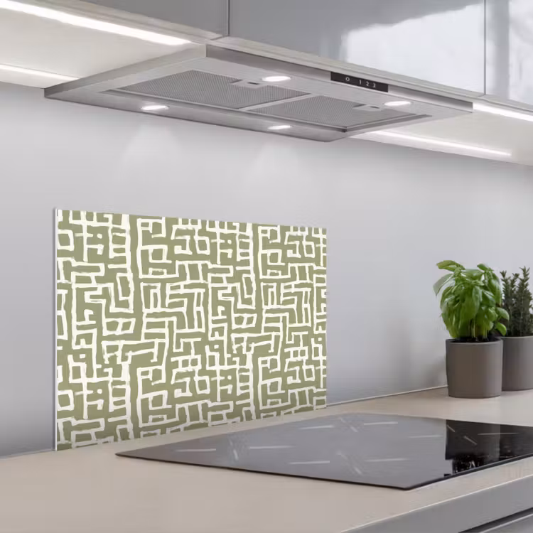 Grafisch - Patroon - Groen keuken achterwand spatscherm klein 900 -3d_schuin