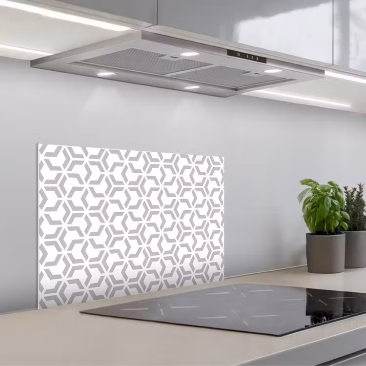 Grafisch - Patroon - Modern keuken achterwand spatscherm klein 900 -3d_schuin