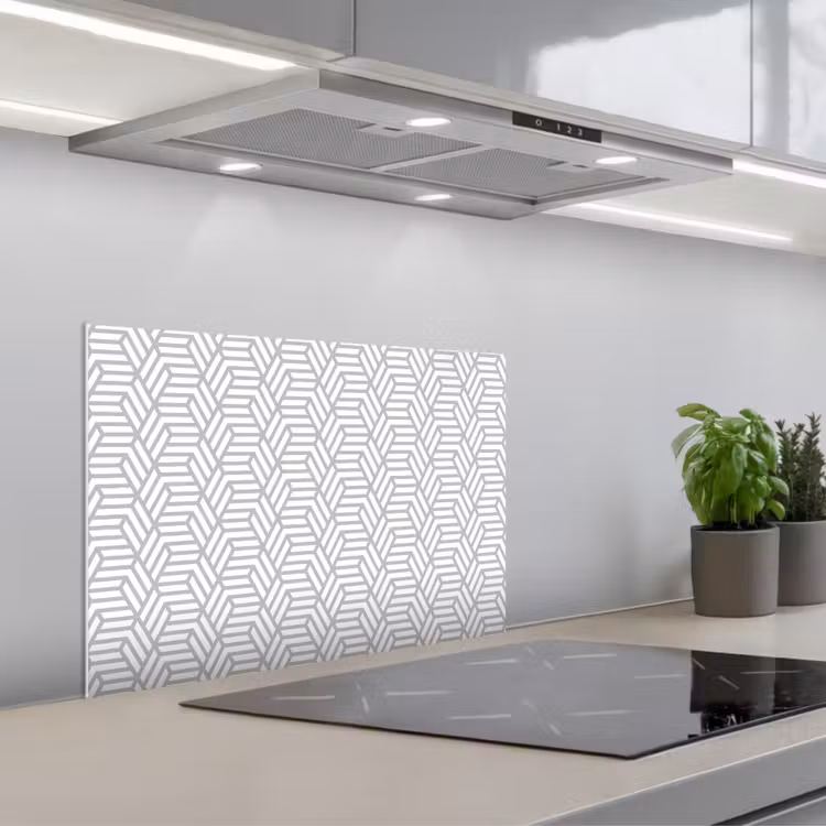 Grafisch - Patroon - Modern - Opvallend keuken achterwand spatscherm klein 900 -3d_schuin