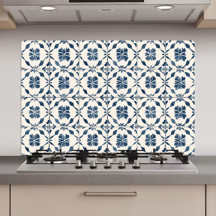 Grafisch - Tegel - Blauw keuken achterwand spatscherm klein 900 -3d_website