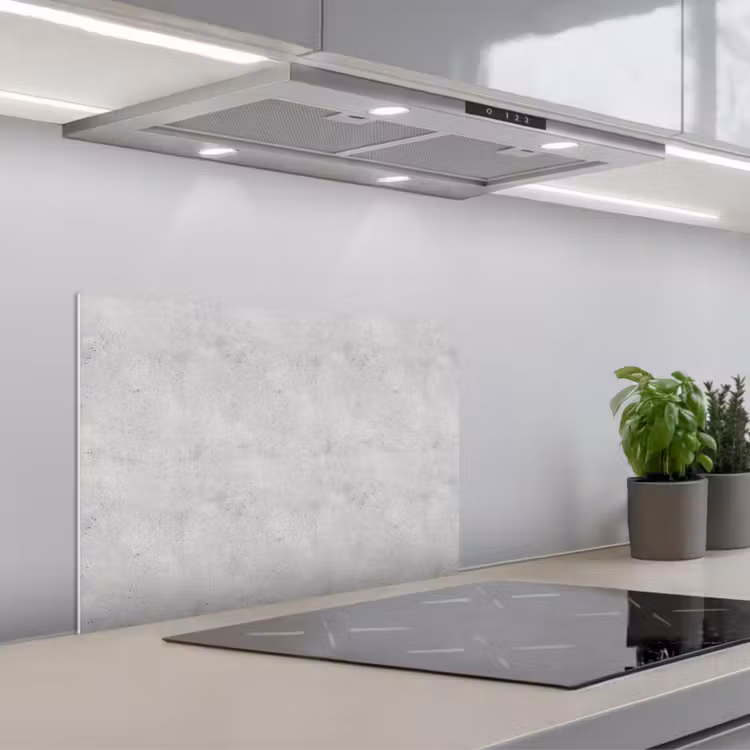 Grijs - Beton - Neutraal keuken achterwand spatscherm klein 900 -3d_schuin