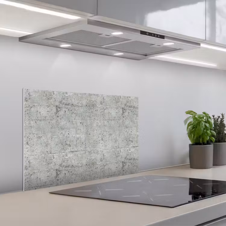 Grijs - Muur - Poriën keuken achterwand spatscherm klein 900 -3d_schuin