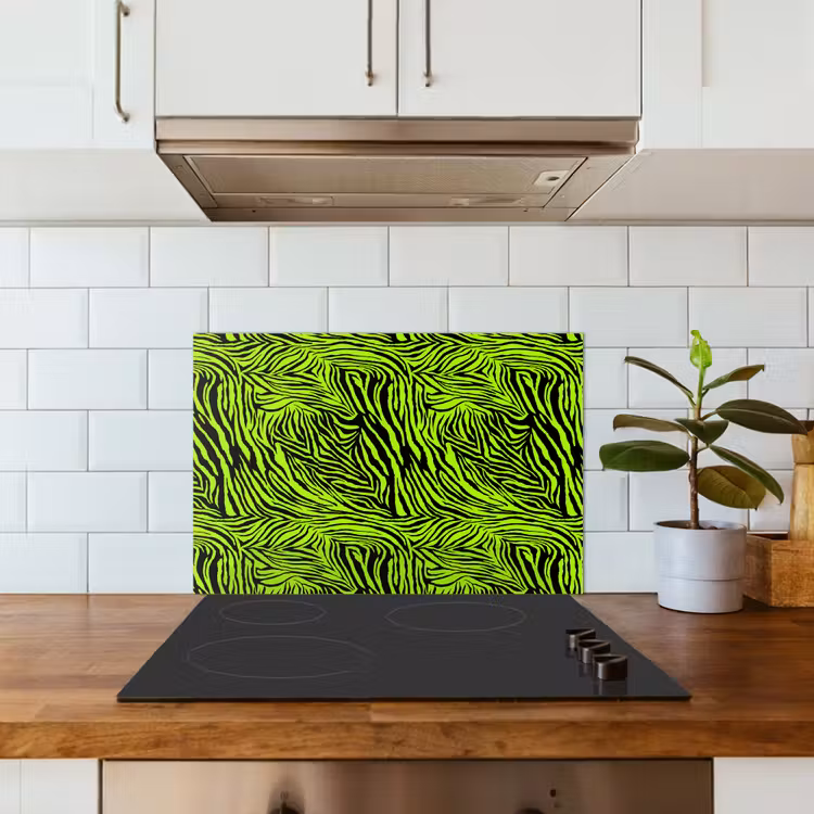 Groen - Zwart - Zebra keuken achterwand spatscherm klein 900 -sfeer2