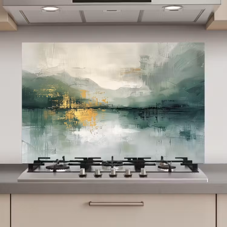 Groen - Modern - Abstract - Goud keuken achterwand spatscherm klein -3d_website