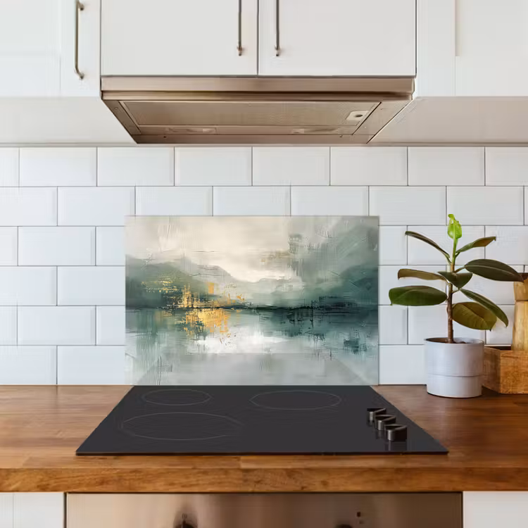 Groen - Modern - Abstract - Goud keuken achterwand spatscherm klein -sfeer2
