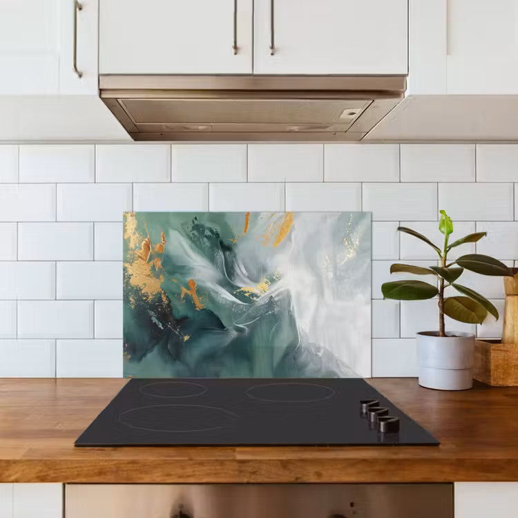 Groen - Modern - Marmer - Abstract keuken achterwand spatscherm klein -sfeer2
