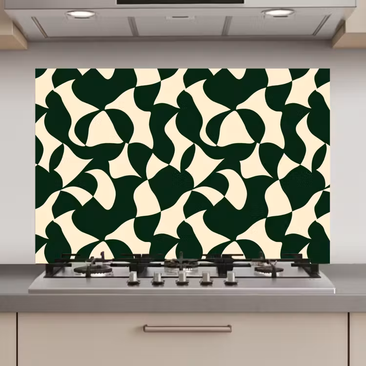 Groen - Organische vlakken - Crème keuken achterwand spatscherm klein 900 -3d_website