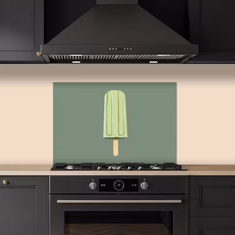 Groen - Waterijsje - Stokje - Illustratie keuken achterwand spatscherm klein -sfeer1