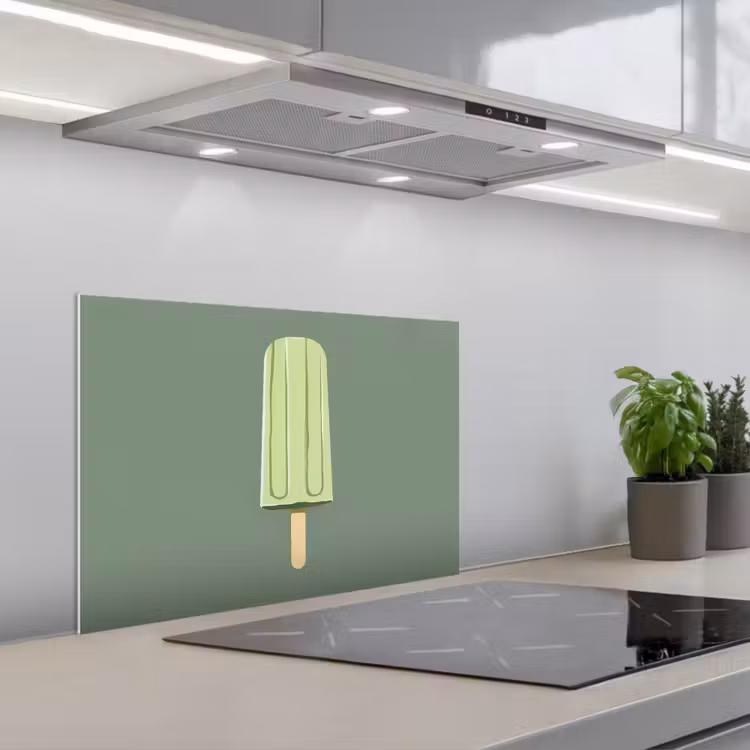 Groen - Waterijsje - Stokje - Illustratie keuken achterwand spatscherm klein -3d_schuin