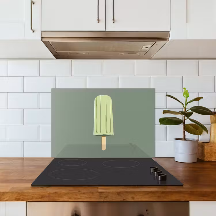 Groen - Waterijsje - Stokje - Illustratie keuken achterwand spatscherm klein -sfeer2