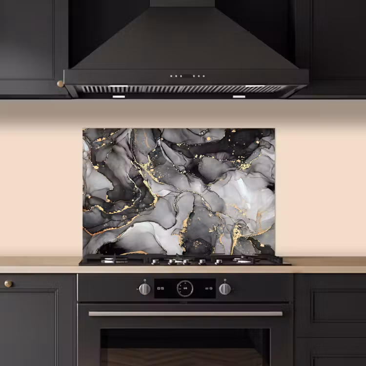 Grijs - Luxe  - Goud - Marmer keuken achterwand spatscherm klein -sfeer1