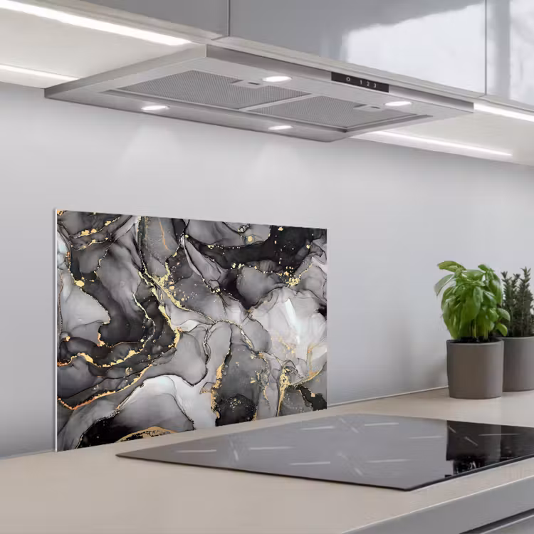 Grijs - Luxe  - Goud - Marmer keuken achterwand spatscherm klein -3d_schuin