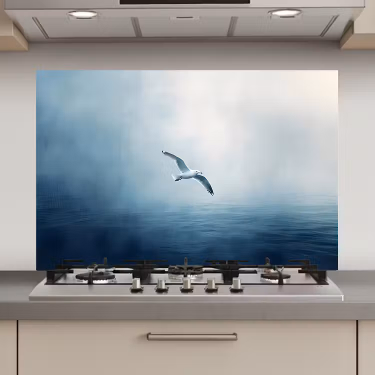 Meeuw - Wit - Zee - Mistig keuken achterwand spatscherm klein -3d_website