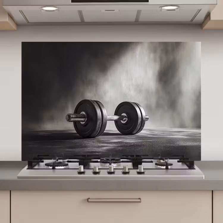 Halter - Gewichten - Zwart keuken achterwand spatscherm klein -3d_website