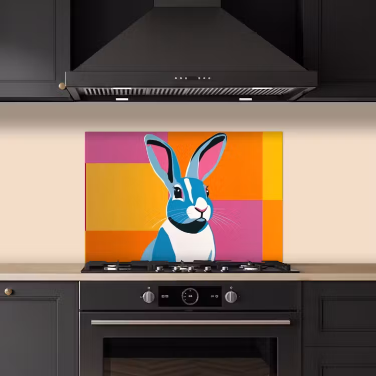 Haas - Kleurvakken - Oren - Roze keuken achterwand spatscherm klein -sfeer1